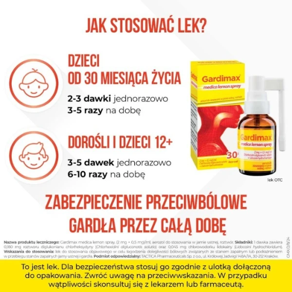 Gardimax medica lemon spray (2mg+0,5mg)/ml, aerozol bez cukru, 30ml 4