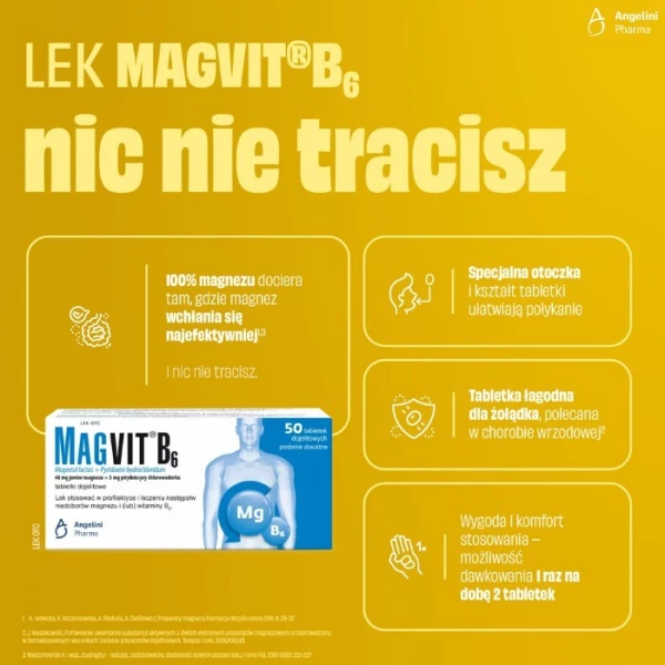 Magvit B6 (48mg+5mg), lek z magnezem i witaminą B6, 50 tabletek dojelitowych 4