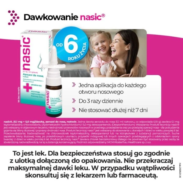 Nasic (0,1mg+5mg)/dawkę, aerozol do nosa, dla dorosłych i dzieci w wieku powyżej 6 lat, 10ml 5