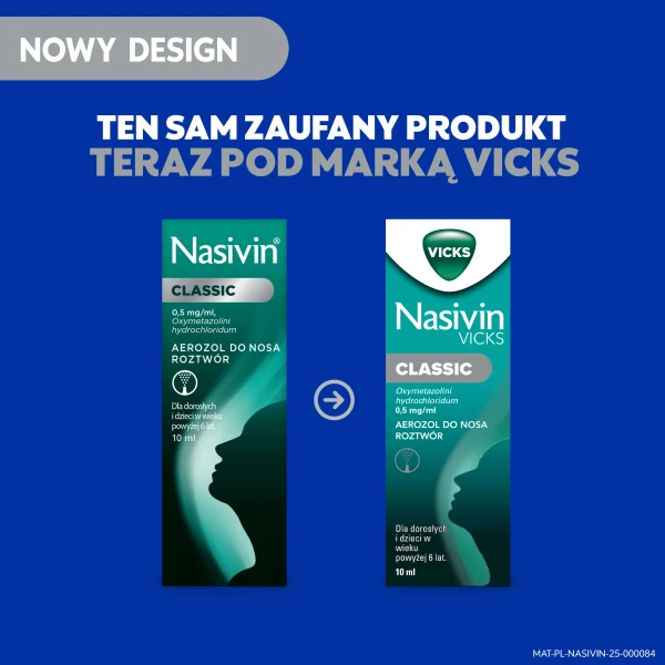 Nasivin Classic 0,5mg/ml, aerozol do nosa, dla dorosłych i dzieci w wieku powyżej 6 lat, 10ml 6