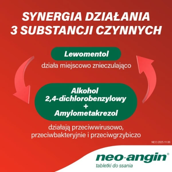 Neo-Angin bez cukru (1,2mg+0,6mg+5,72mg), 24 tabletki do ssania 2