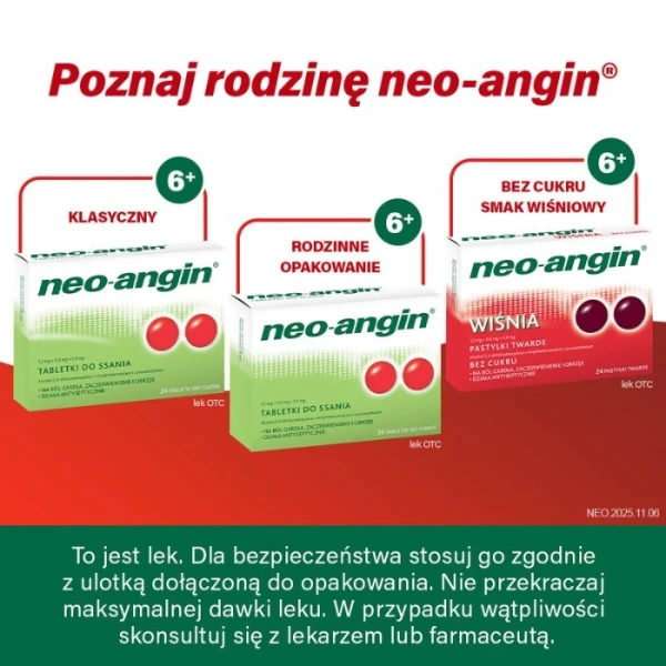 Neo-Angin bez cukru (1,2mg+0,6mg+5,72mg), 24 tabletki do ssania 4
