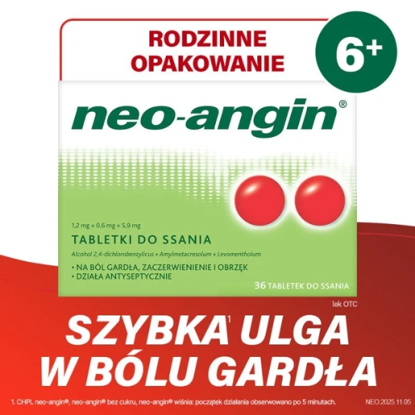 Neo-Angin z cukrem (1,2mg+0,6mg+5,9mg), 36 tabletek do ssania 2