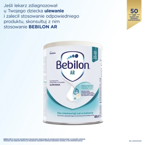 Bebilon AR ProExpert, proszek, dla niemowląt z tendencją do ulewań, od urodzenia, 400g 2