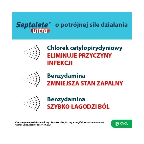 Septolete ultra (1,5mg+5mg)/ml, aerozol do stosowania w jamie ustnej, 30ml 3