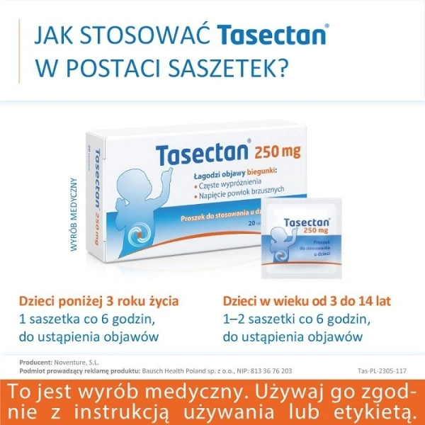 Tasectan 250mg, proszek dla dzieci, 20 saszetek 4