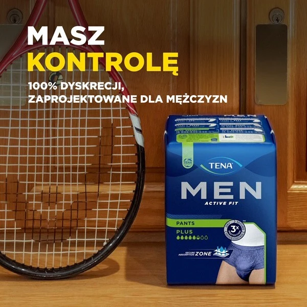 Majtki chłonne Tena Men ActiveFit Pants Plus, rozmiar S/M, chłonność 5,5/8, 9 sztuk 3