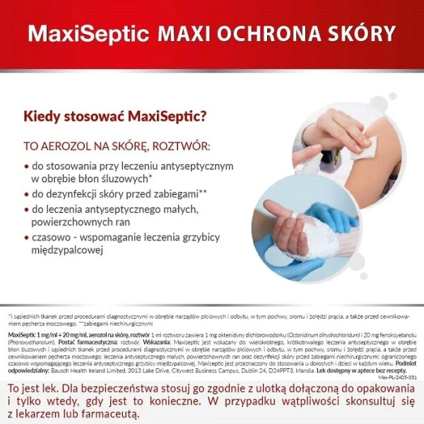 Maxiseptic (1mg+20mg/ml), aerozol na skórę, 250ml 2