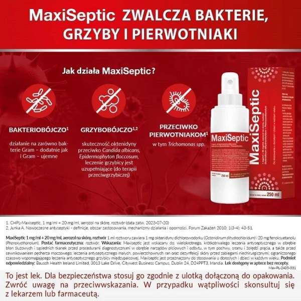 Maxiseptic (1mg+20mg/ml), aerozol na skórę, 250ml 3