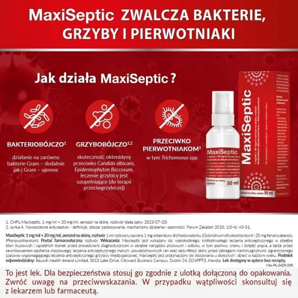 Maxiseptic (1mg+20mg/ml), aerozol na skórę, 50ml 3