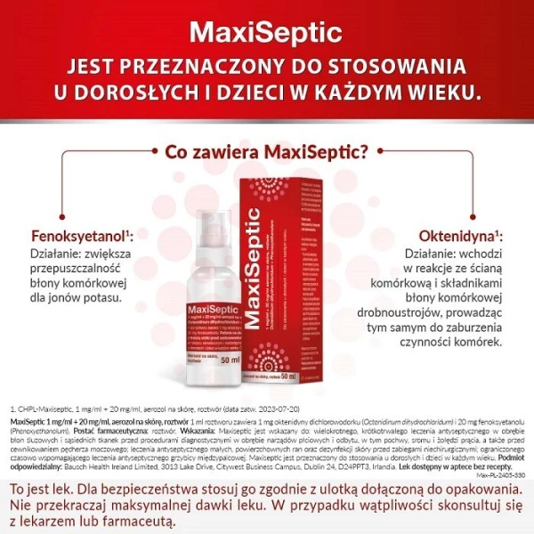 Maxiseptic (1mg+20mg/ml), aerozol na skórę, 50ml 4