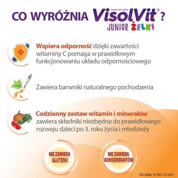 Visolvit Junior żelki, smak owocowy, po 3 roku życia, 50 sztuk 2