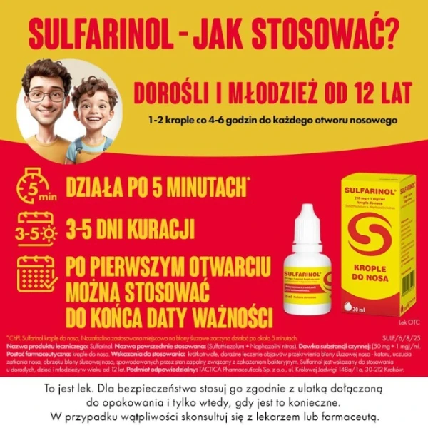 Sulfarinol 50mg + 1mg/ml, krople do nosa, 20ml 3