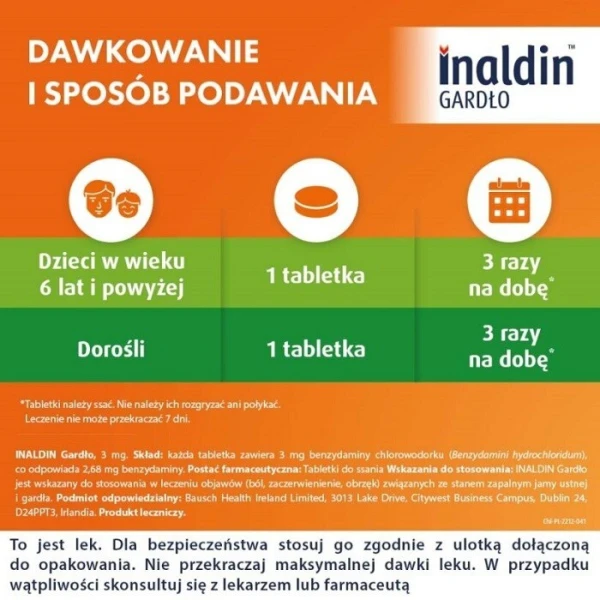 Inaldin Gardło 3mg, 20 tabletek do ssania 3