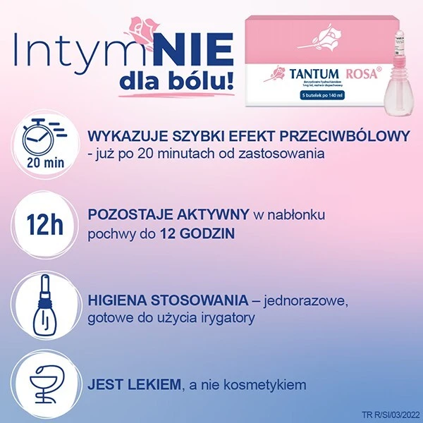 Tantum Rosa 1mg/ml, roztwór dopochwowy, 5 butelek po 140ml 2
