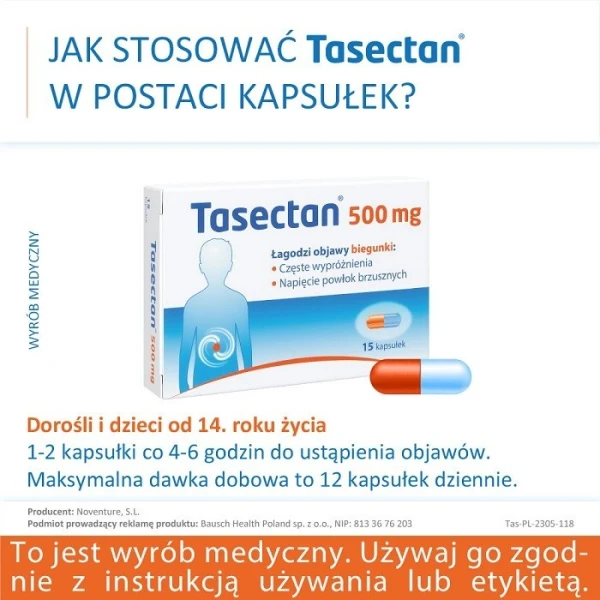 Tasectan 500mg, 15 kapsułek 2
