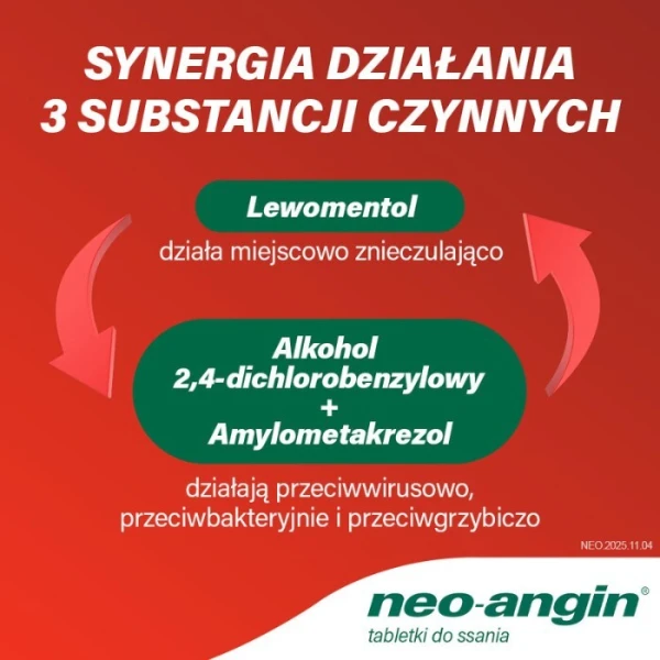 Neo-Angin z cukrem (1,2mg+0,6mg+5,9mg), 24 tabletki do ssania 3