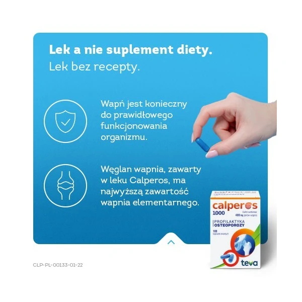 Calperos 1000 (400mg Ca2+), profilaktyka osteoporozy, 100 kapsułek 3