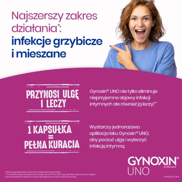 Gynoxin Uno 600mg, 1 kapsułka dopochwowa 5