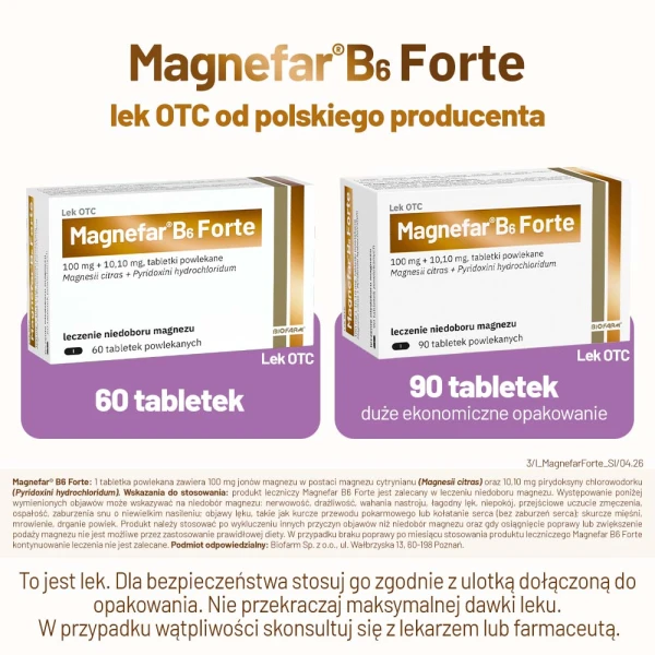 Magnefar B6 Forte (100mg Mg2+ + 10,1mg), 60 tabletek 7