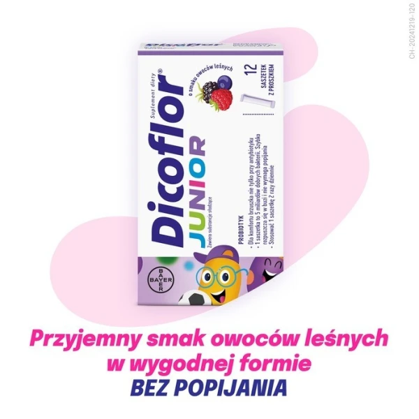 Dicoflor Junior, proszek, smak owoców leśnych, 12 saszetek 2