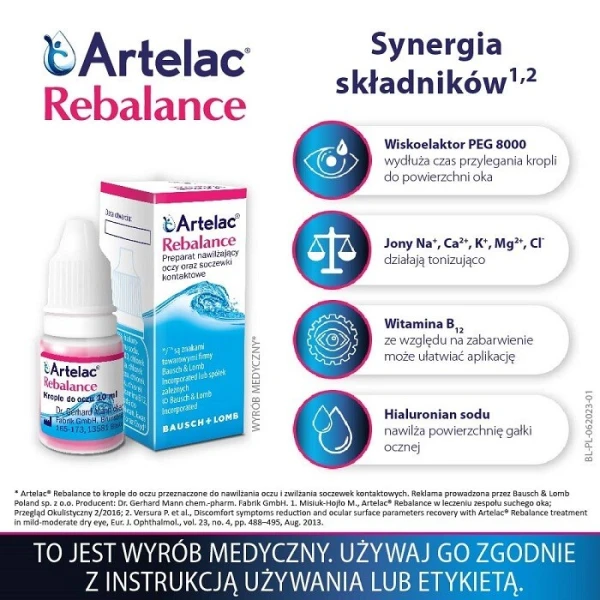 Artelac Rebalance, krople nawilżające do oczu, 10ml 2