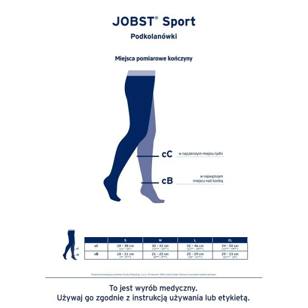 Jobst Sport, podkolanówki uciskowe, stopień ucisku 15-20mmHg, rozmiar L, black/grey, 1 para 3
