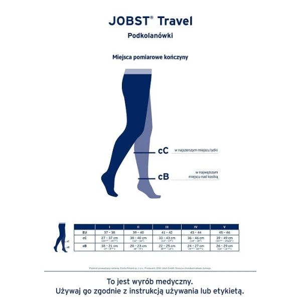 Jobst Travel, podkolanówki uciskowe, stopień ucisku 15-20mmHg, rozmiar 43/44, beige, 1 para 3