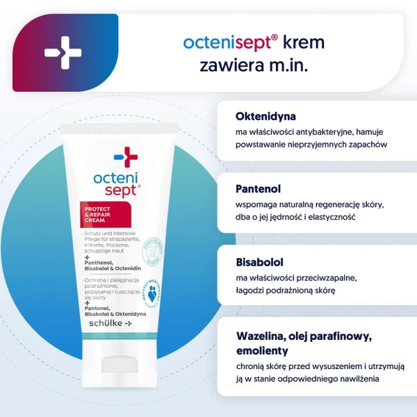 Octenisept Protect&Repair, krem do podrażnionej, popękanej i łuszczącej się skóry, 50ml 4