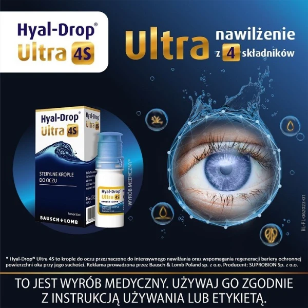 Hyal-Drop Ultra 4S, krople do oczu intensywnie nawilżające, 10ml 4