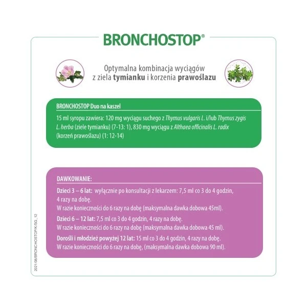 Bronchostop Duo na kaszel (120mg+830mg)/15ml, syrop, 120ml 3