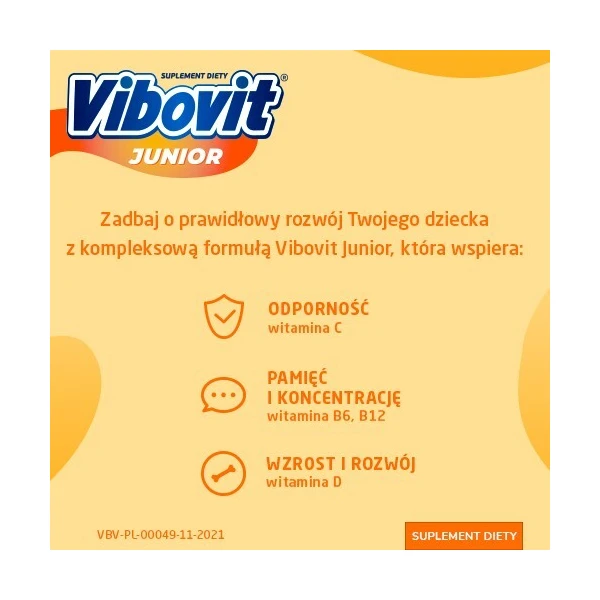 Vibovit Junior, proszek, smak pomarańczowy, dla dzieci w wieku 4-12 lat, 30 saszetek 2
