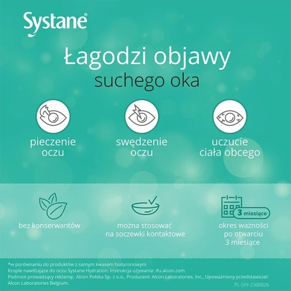 Systane Hydration bez konserwantów, krople nawilżające do oczu, 10ml 2