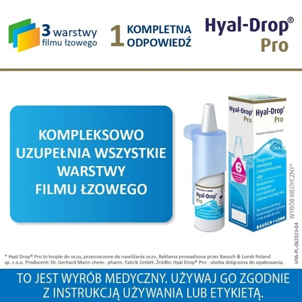 Hyal-Drop Pro, krople nawilżające do oczu, 10ml 2