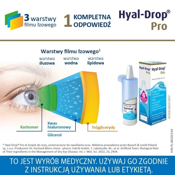 Hyal-Drop Pro, krople nawilżające do oczu, 10ml 5