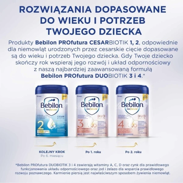 Bebilon Profutura CesarBiotik 1, mleko początkowe od urodzenia, dla niemowląt urodzonych przez cesarskie cięcie, 800g 3