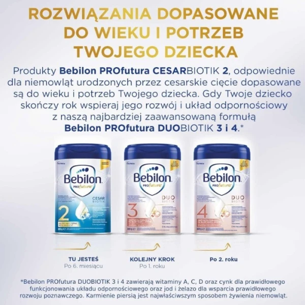 Bebilon Profutura CesarBiotik 2, mleko następne dla niemowląt po 6 miesiącu życia, urodzonych przez cesarskie cięcie, 800g 3