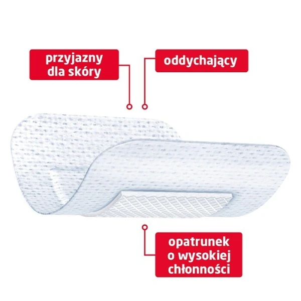 Leukoplast Leukomed, Absorbent Plus, plaster z opatrunkiem, biały, 5 sztuk 2