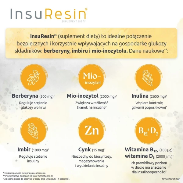 InsuResin, proszek, smak cytrusowy, 30 saszetek + 60 kapsułek 5