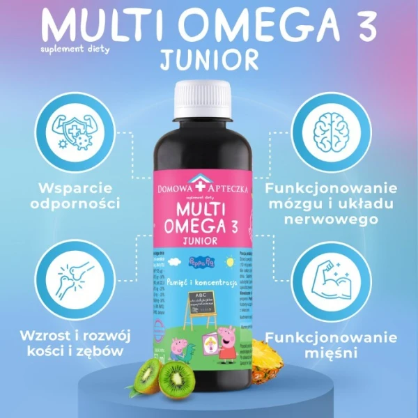 Domowa Apteczka, MultiOmega 3 Junior, płyn o smaku owoców tropikalnych, 250ml 5