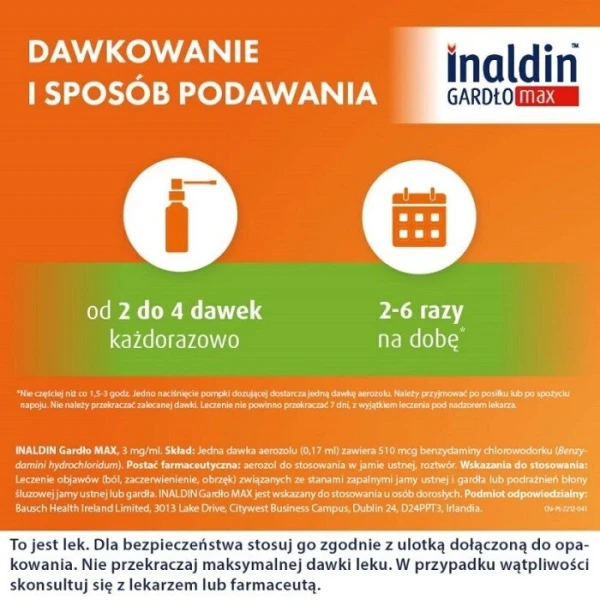Inaldin Gardło Max 3mg/ml, aerozol do stosowania w jamie ustnej, 30ml 3