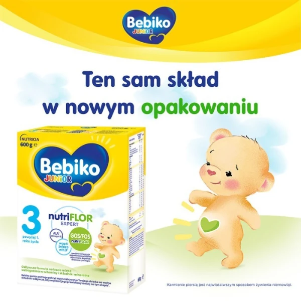 Bebiko Junior 3 NutriFlor Expert, formuła na bazie mleka, po 1 roku życia, 600g 2