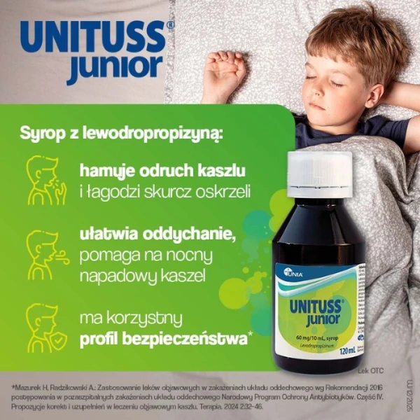 Unituss Junior 60mg/10ml, syrop, smak truskawkowy, dla dzieci powyżej 3 roku życia, 120ml 5
