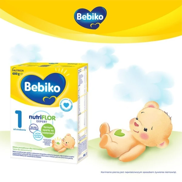 Bebiko 1 NutriFlor Expert, mleko początkowe, dla niemowląt od urodzenia, 600g 2