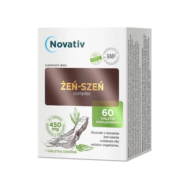 Novativ, żeń-szeń complex, 60 tabletek powlekanych 1