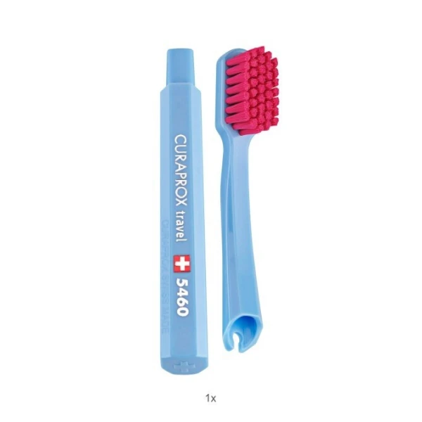 Curaprox Travel Set Orange, zestaw podróżny, szczoteczka CS5460 + pasta jabłkowa, 10ml + szczoteczki międzyzębowe, 2 sztuki, 1 zestaw 4