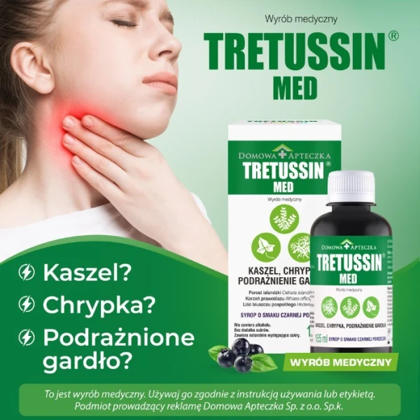 Tretussin Med, smak czarnej porzeczki, syrop, 165ml 2