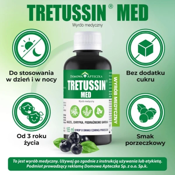 Tretussin Med, smak czarnej porzeczki, syrop, 165ml 4