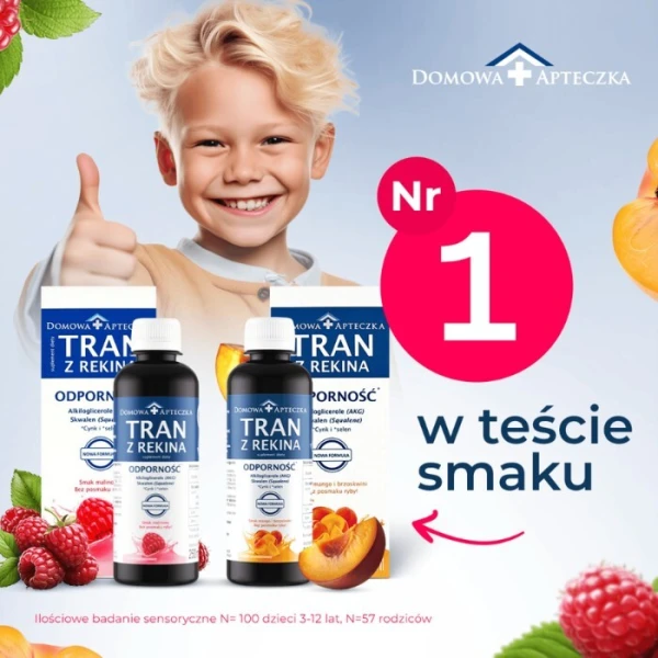 Domowa Apteczka, Tran z rekina, Odporność, smak malinowy, po 3 roku życia, 250ml 2