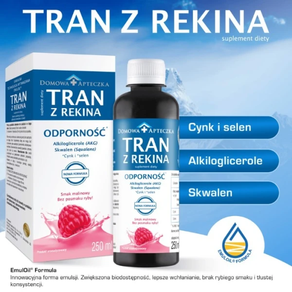 Domowa Apteczka, Tran z rekina, Odporność, smak malinowy, po 3 roku życia, 250ml 5